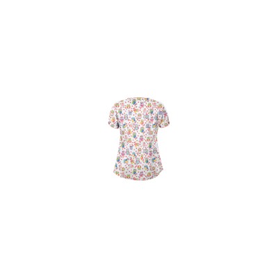 UA Who Done It White Keyhole Print Scrub Top
