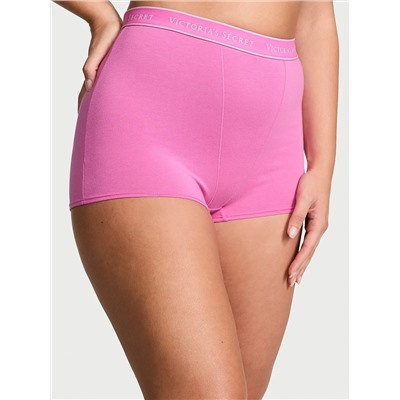 Logo Cotton High-Waist Boyshort Panty