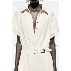 CREPE BUCKLE WAIST JUMPSUIT