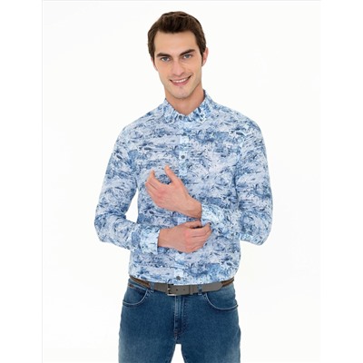 Mavi Slim Fit Uzun Kollu Gömlek