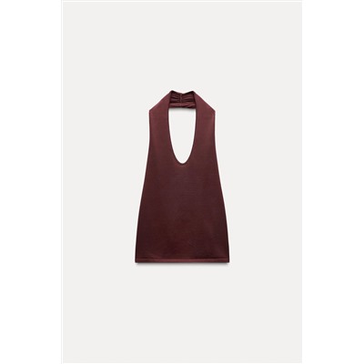 KNIT OPEN BACK TOP WITH HEART APPLIQUÉ