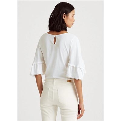 Lauren Cotton Elbow-Sleeve Top