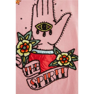 Camiseta crop decoración frontal