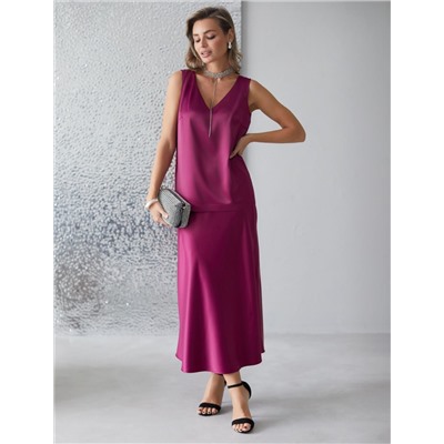 Элегантный топ с V вырезом из струящегося сатина