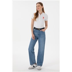 Kadın Beyaz Basic Polo Yaka Tişört