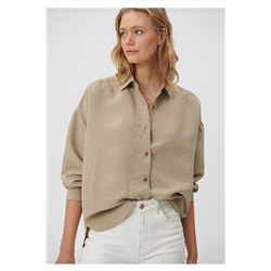 MaviLux Touch Çizgili Bej Gömlek Oversize / Geniş Kesim 1210339-83926