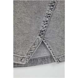 Gri Çift Yırtmaçlı Denim Etek TBBSS23AZ00056