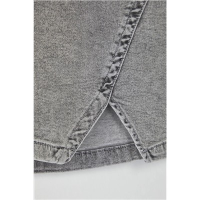 Gri Çift Yırtmaçlı Denim Etek TBBSS23AZ00056