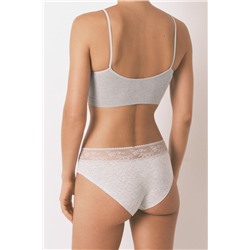 Braga ancha algodón estampada encaje gris medio