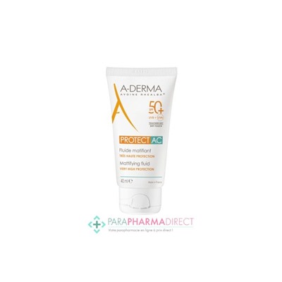 A-Derma Protect AC SPF50+ Fluide Matifiant Très Haute Protection Solaire 40ml