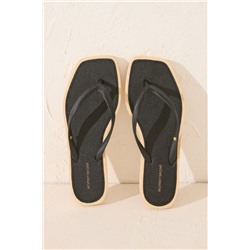 Chanclas punta cuadrada serpiente negro