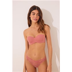 Sujetador STRAPLESS microfibra y encaje rosa