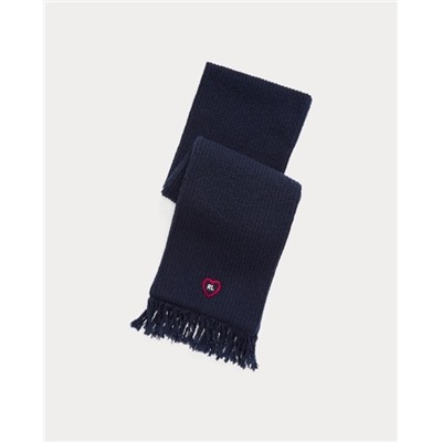 Heart-Patch Wool-Blend Scarf