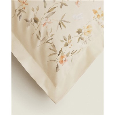 FLOWER AND BUTTERFLY PRINT PILLOWCASE