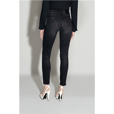 Vaquero skinny de tiro alto 7/8 Negro