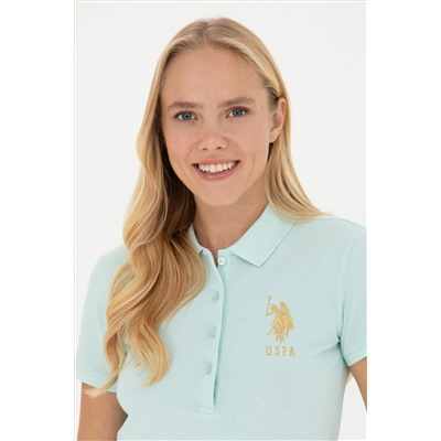 Kadın Su Yeşili Basic Polo Yaka Tişört