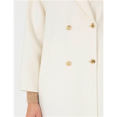 Krem Comfort Fit Kaşe Kaban