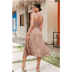 Cataleya Wide Straps Stripe A-Shape Dress