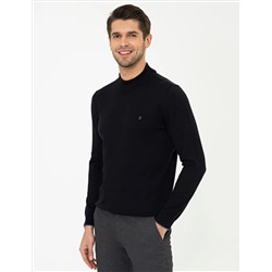 Lacivert Slim Fit Yarım Balıkçı Yaka Basic Triko Kazak
