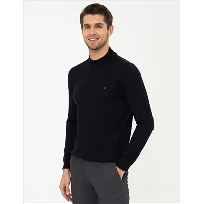 Lacivert Slim Fit Yarım Balıkçı Yaka Basic Triko Kazak