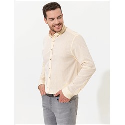 Sarı Regular Fit Uzun Kollu Gömlek