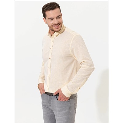 Sarı Regular Fit Uzun Kollu Gömlek