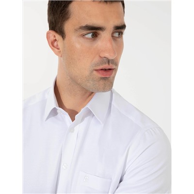 Beyaz Regular Fit Kısa Kollu Gömlek