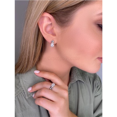 Серьги из серебра с фианитами родированные 925 пробы 121-10-15р