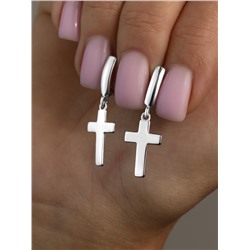 Серьги из серебра родированные - Кресты 925 пробы с019р