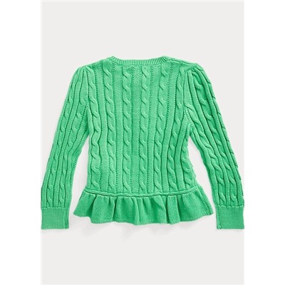 Girls 2-6x Cable Peplum Cotton Cardigan