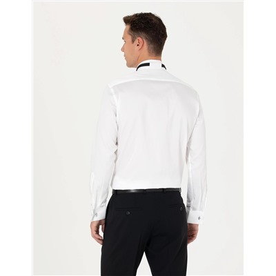 Beyaz Slim Fit Smokin Gömlek