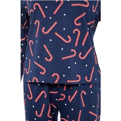 Lacivert Yılbaşı Temalı Örme Pijama Takımı TBBAW23AI00026
