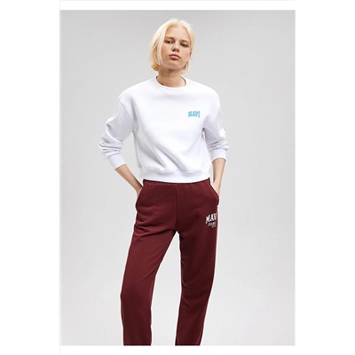 MaviLogo Baskılı Beyaz Crop Sweatshirt 1611601-620