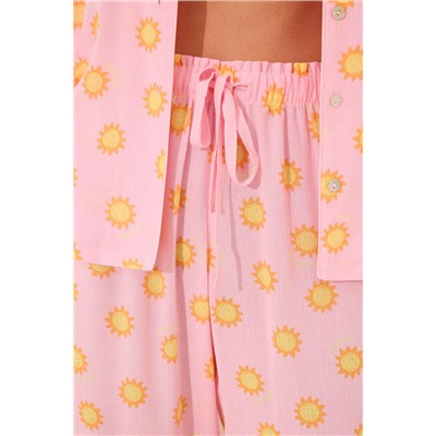Pijama camisero Capri viscosa rosa soles
