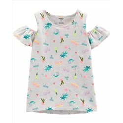 Summer Cold Shoulder Slub Top