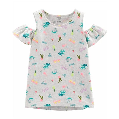 Summer Cold Shoulder Slub Top