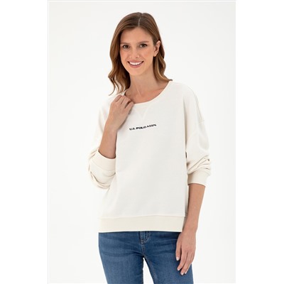 Kadın Krem Bisiklet Yaka Sweatshirt