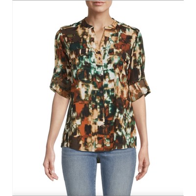 CALVIN KLEIN Print Button Front Top