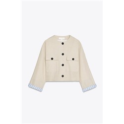 LINEN BLEND CROPPED JACKET