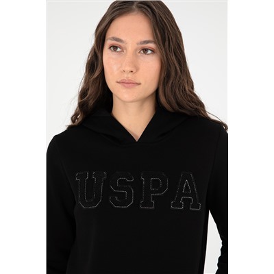 Kadın Siyah Basic Kapüşonlu Sweatshirt