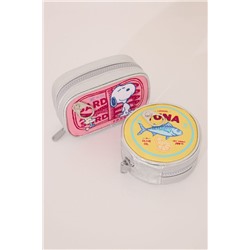 Monedero Snoopy rosa metalizado