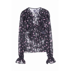 Blusa de flores Negro