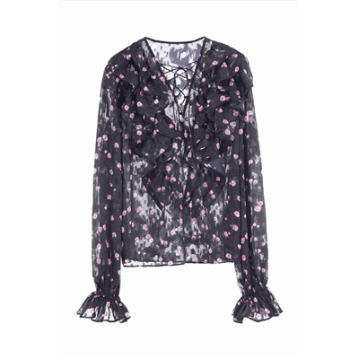Blusa de flores Negro