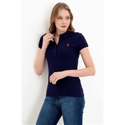 Kadın Lacivert Basic Polo Yaka Tişört