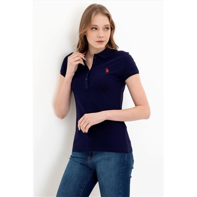 Kadın Lacivert Basic Polo Yaka Tişört