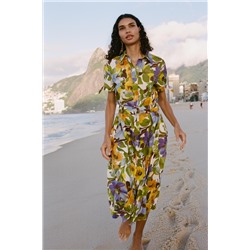 PRINTED POPLIN MIDI DRESS