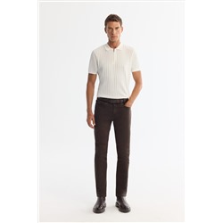 Ekru Polo Yaka Fermuarlı Rayon Triko T-Shirt