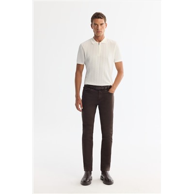 Ekru Polo Yaka Fermuarlı Rayon Triko T-Shirt