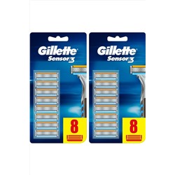 Gillette, Sensor3 Erkek Tıraş Bıçakları 8+8 Yedek Tıraş Bıçağı
