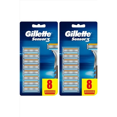Gillette, Sensor3 Erkek Tıraş Bıçakları 8+8 Yedek Tıraş Bıçağı